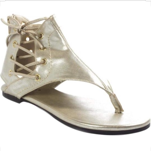 GOLD gladiator ankle high bootie sandals New in box NIB 7 7.5 8 9 - Picture 4 of 13